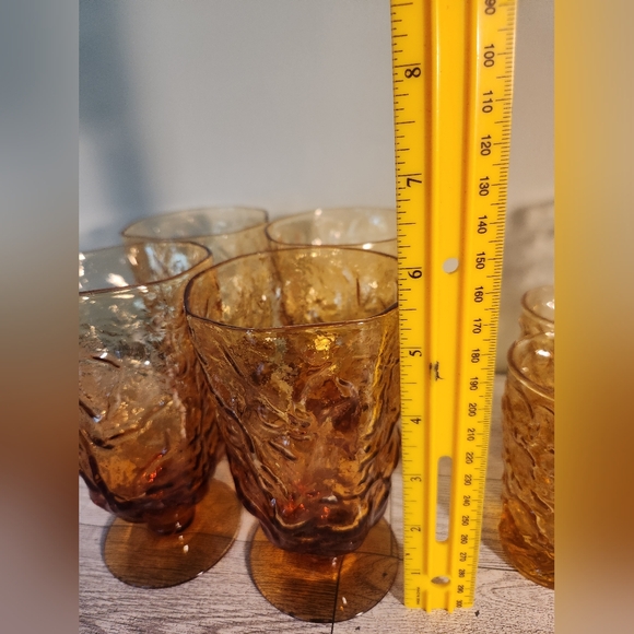 1960s Textured Amber Glass Water Stems, Set of 4 - Picture 2 of 5